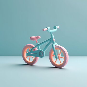 3d render illustration of a pink and blue children bike
