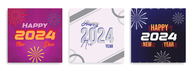 new year 2024 post template and background vector