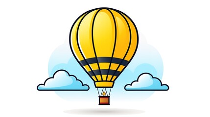 yellow hot air balloon illustration in the clouds