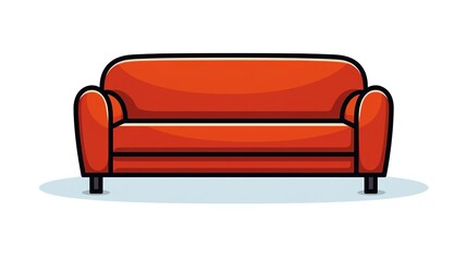 illustration of red loveseat sofa isolated on white