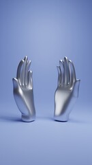 Hand on blue background , 3D Render