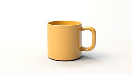a yellow 3d model empty coffee mug isolated on white background