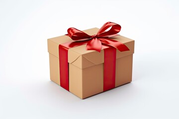 Obraz premium Gift box with red ribbon isolated on white background.