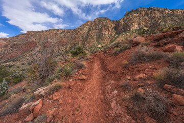 hiking the tanner trail in grand canyon national park, arizona, usa