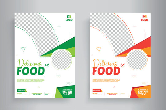 Naklejki Food Flyer Template design, restaurant food flyer, fast food template vector illustration. 