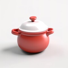 3d render illustration of a red cooking pot isolated on white background