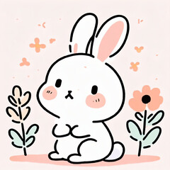 healing bunny with a flower