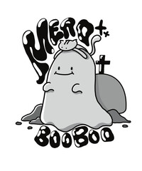 meao boo boo halloween illustration