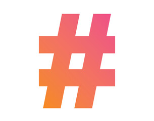 The vector gradient pink to orange hashtag symbol icon
