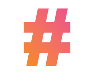 The vector gradient pink to orange hashtag symbol icon
