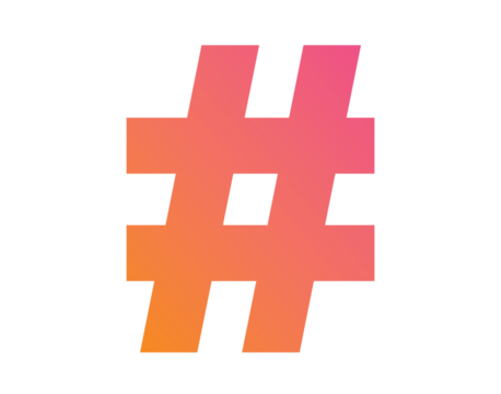 The vector gradient pink to orange hashtag symbol icon
