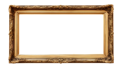 The antique gold frame on transparent background