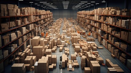 a warehouse filled with numerous parcels
