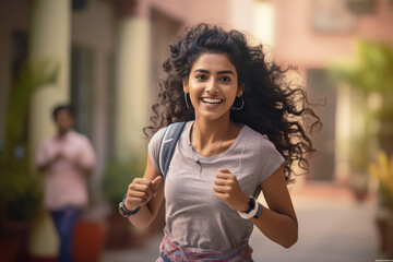 young excited indian college girl