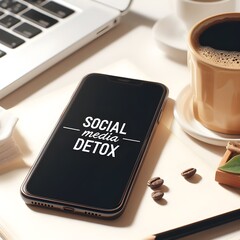 Smartphone show text social media detox on the screen,social detox,lifestyle,mental health,work life balance  - obrazy, fototapety, plakaty