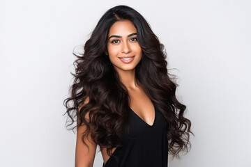 Young beautiful Indian woman with long hair style. - obrazy, fototapety, plakaty