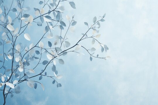 a tree branch with white leaves