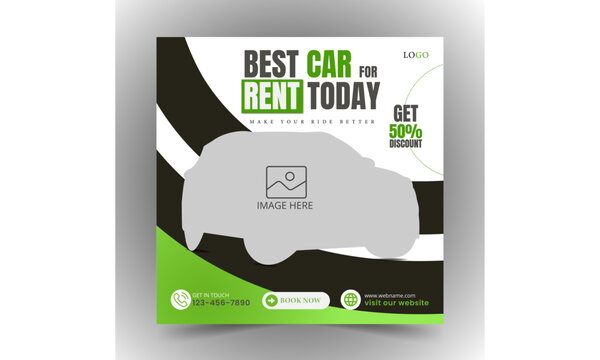 Modern Car social media post or square web banner template. Business promotional banner with place for the photo