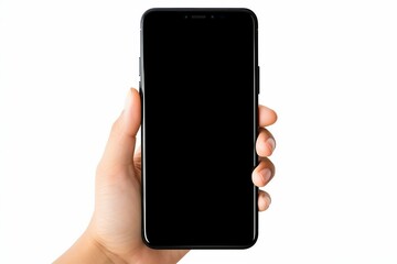 a hand holding a black cellphone
