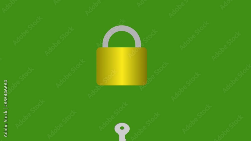 Aufkleber a lock open when a key into the lock animation on background .am_02