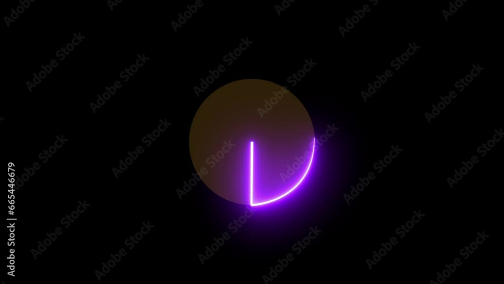 Poster circle stock and mendel point to rotation a neon line animation on the black background