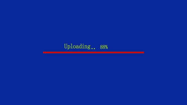 A red Uploading animation finish show completed text with blue background .am_43
