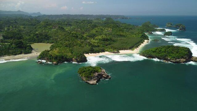 Overall Aerial View of Tanjung Penyu Mas Beach in East Java, Indonesia