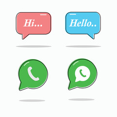Set of Call and Chat, Talk Icon with Flat Design. Vector Eps file