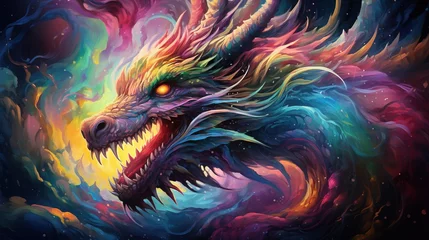 Foto op Canvas illustration of a roaring dragon © Yi_Studio