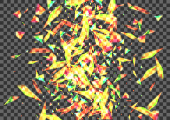 Orange Confetti Background Transparent Vector. Bokeh Festive Template. Green Celebrate Illustration. Blur Focus. Glare Galaxy Wallpaper.