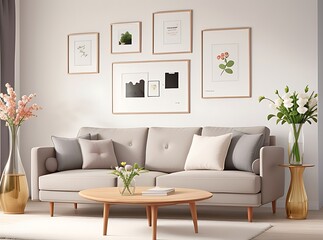 modern living room with sofa Clear Image, Highly details, Generative Ai