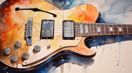 Guitar in a aquarelle style