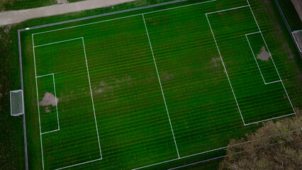 Football field. Training center in forest - 665455286