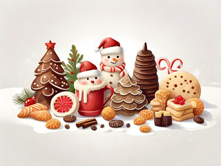 christmas gingerbread cookies and santa claus