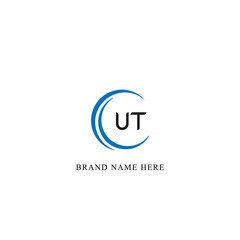 UT logo. U T design. White UT letter. UT, U T letter logo design. Initial letter UT linked circle uppercase monogram logo. U T letter logo vector design. 
