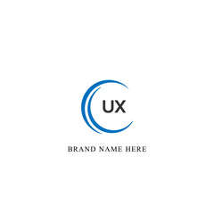UX logo. U X design. White UX letter. UX, U X letter logo design. Initial letter UX linked circle uppercase monogram logo. U X letter logo vector design. 