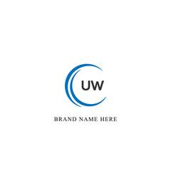 UW logo. U W design. White UW letter. UW, U W letter logo design. Initial letter UW linked circle uppercase monogram logo. U W letter logo vector design. 