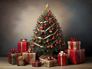 christmas tree and gifts in the room