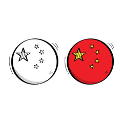Hand Drawn China Flag Icon Vector Design.