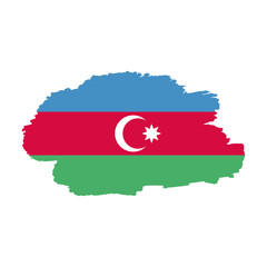 National flag of Azerbaijan with brush stroke effect on white background