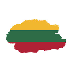 National flag of Lithuania with brush stroke effect on white background