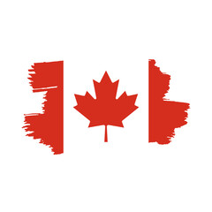 National flag of Canada with brush stroke effect on white background