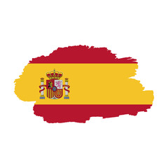 Fototapeta premium National flag of SPAIN with brush stroke effect on white background