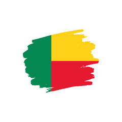 Obraz premium National flag of Benin with brush stroke effect on white background