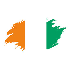 National flag of COTE D’IVOIRE (IVORY COAST) with brush stroke effect on white background