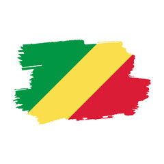 Fototapeta premium National flag of Republic Congo with brush stroke effect on white background