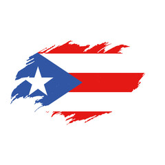 National flag of Puerto Rico with brush stroke effect on white background