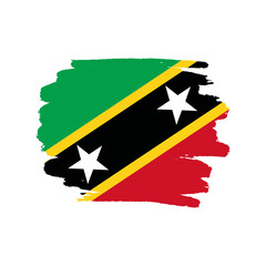 National flag of Saint Kitts and Nevis  with brush stroke effect on white background