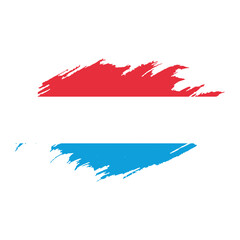 National flag of  Luxembourg with brush stroke effect on white background