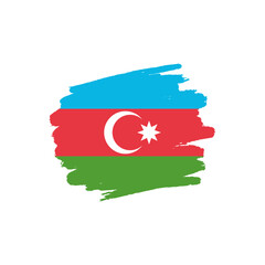 National flag of Azerbaijan with brush stroke effect on white background